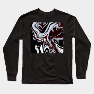 Marble black and dark Red Long Sleeve T-Shirt